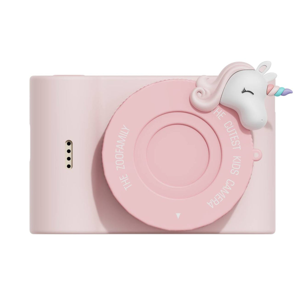 Appareil photo urbain licorne rose, blanc, bleu