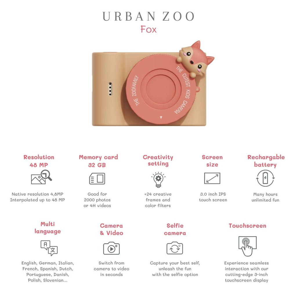 Appareil photo urbain renard orange, rose