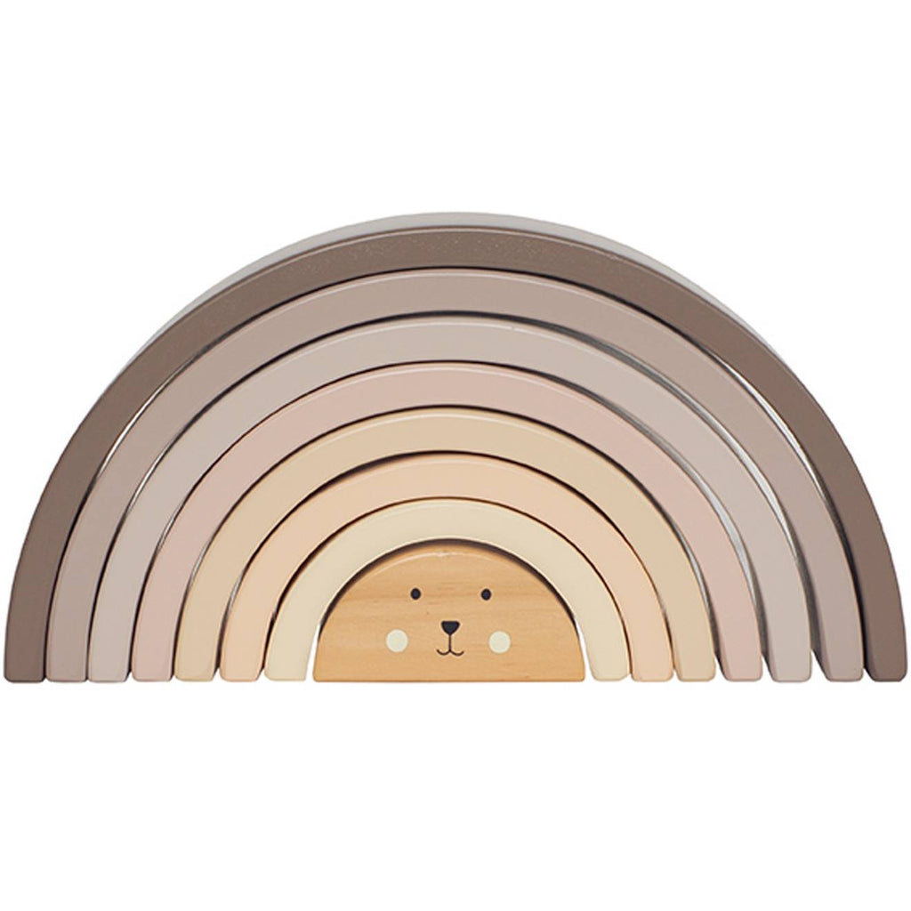 Arc en ciel en bois à empiler beige, gris, blanc