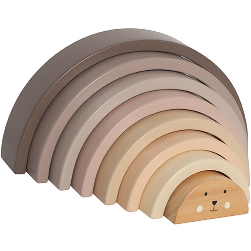 Arc en ciel en bois à empiler beige, gris, blanc