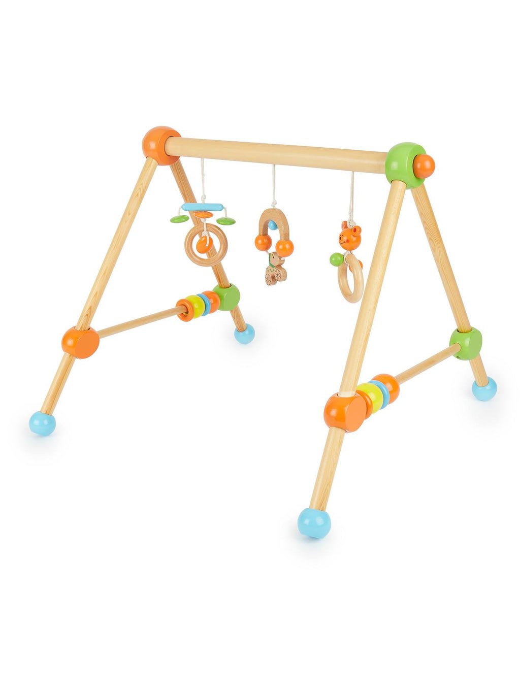 Arche d'éveil bois - arche d'activités orange/vert/bleu