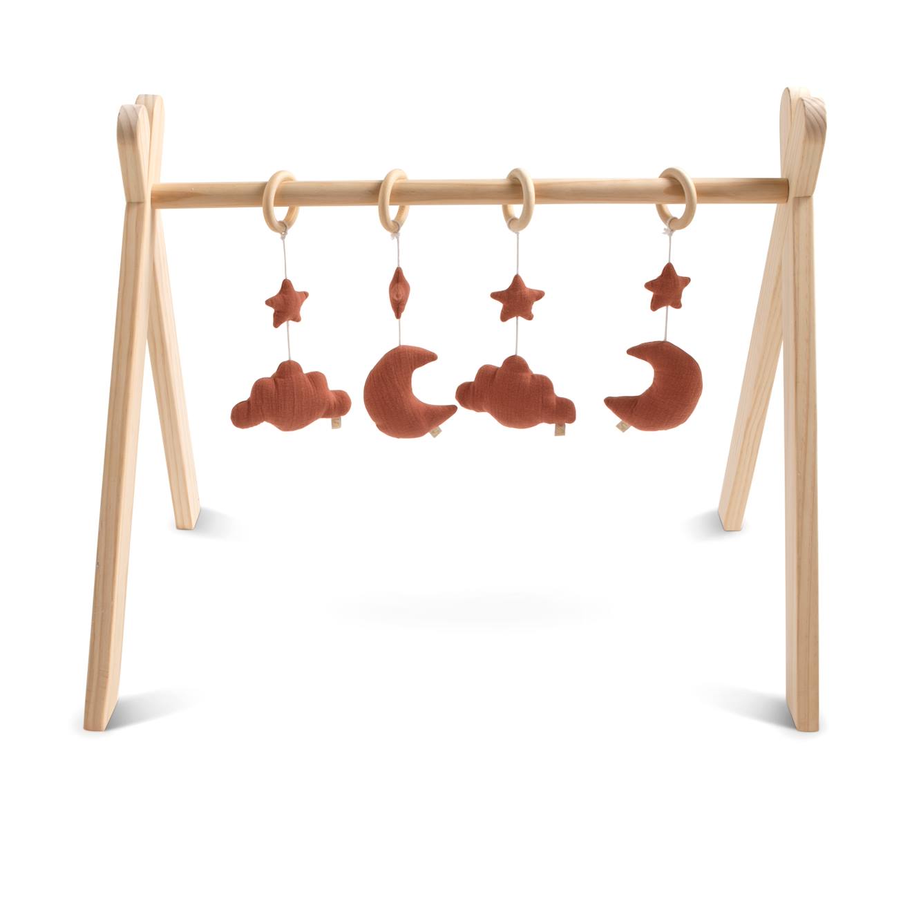 Arche d'éveil bois avec 4 jouets - uni sauge rouge