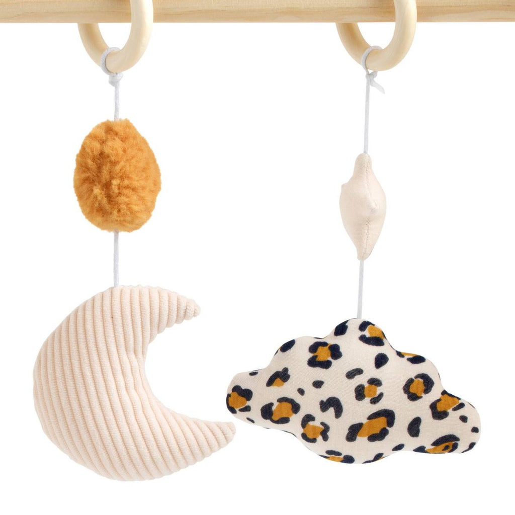 Arche d'éveil bois avec 4 jouets ecru/caramel