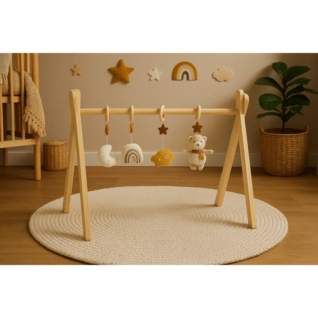 Arche d'éveil bois avec 4 jouets beige/jaune