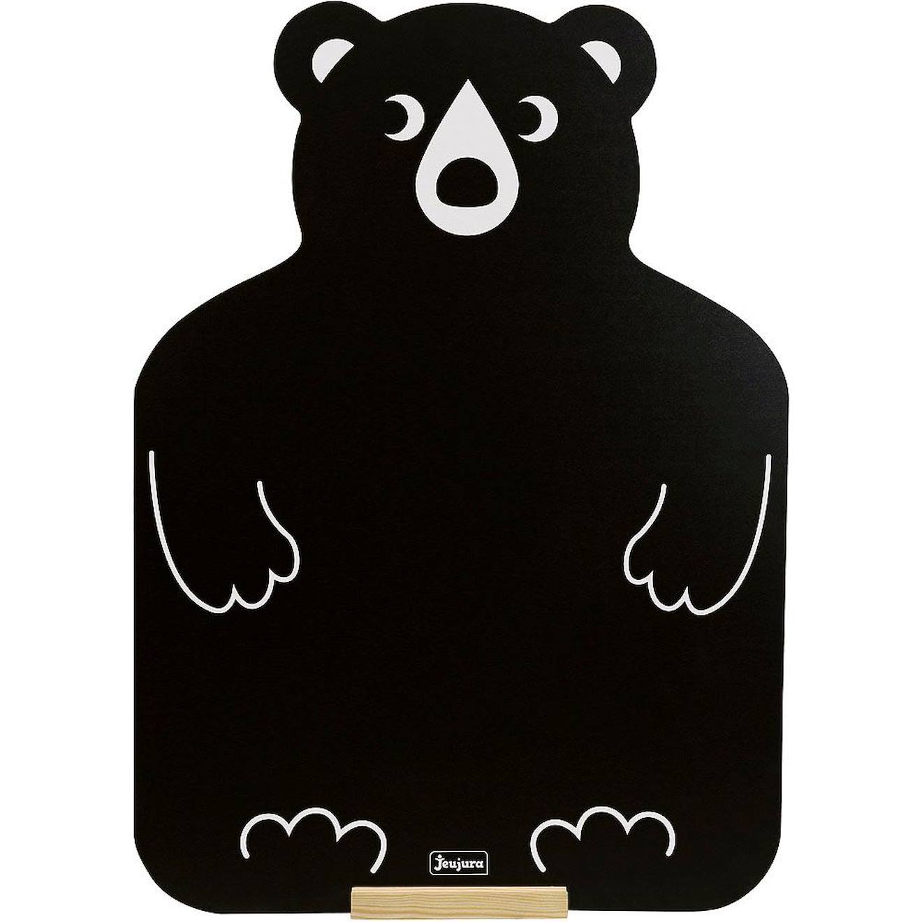 Ardoise mural ours enfant pour écriture à la craie avec plumier en bois noir