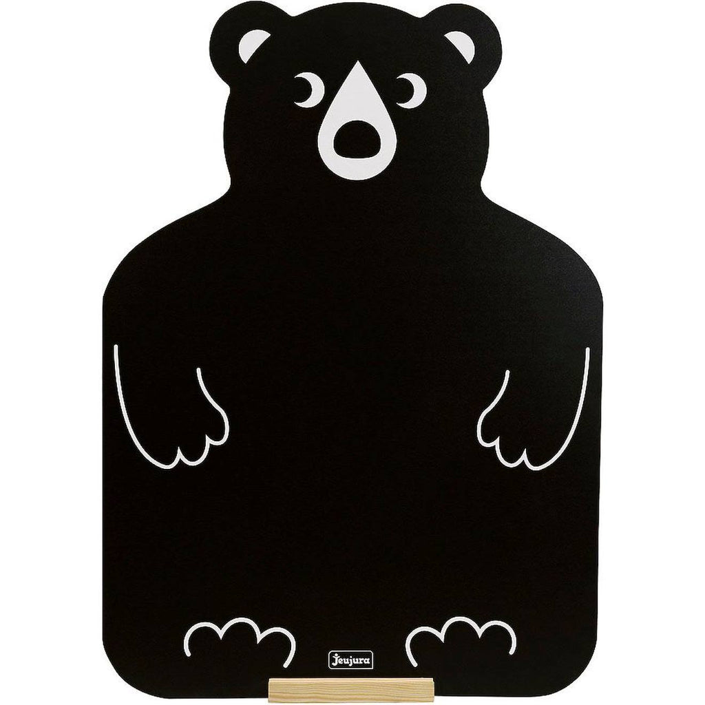 Ardoise mural ours enfant pour écriture à la craie avec plumier en bois noir