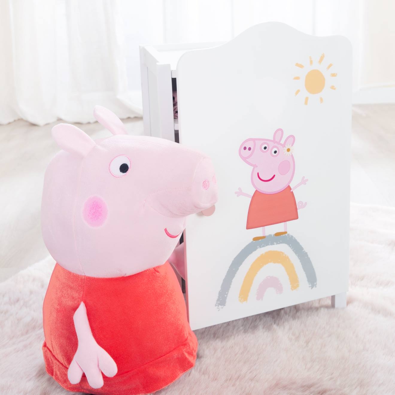 Armoire de poupée avec penderie et étagère Peppa Pig blanc / Peppa Pig