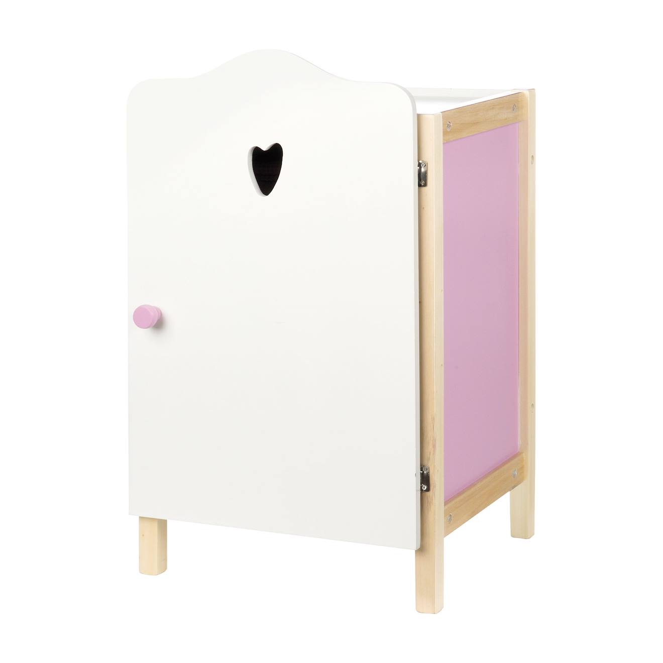 Armoire de poupée avec penderie et étagère scarlett lilas, blanc et naturel