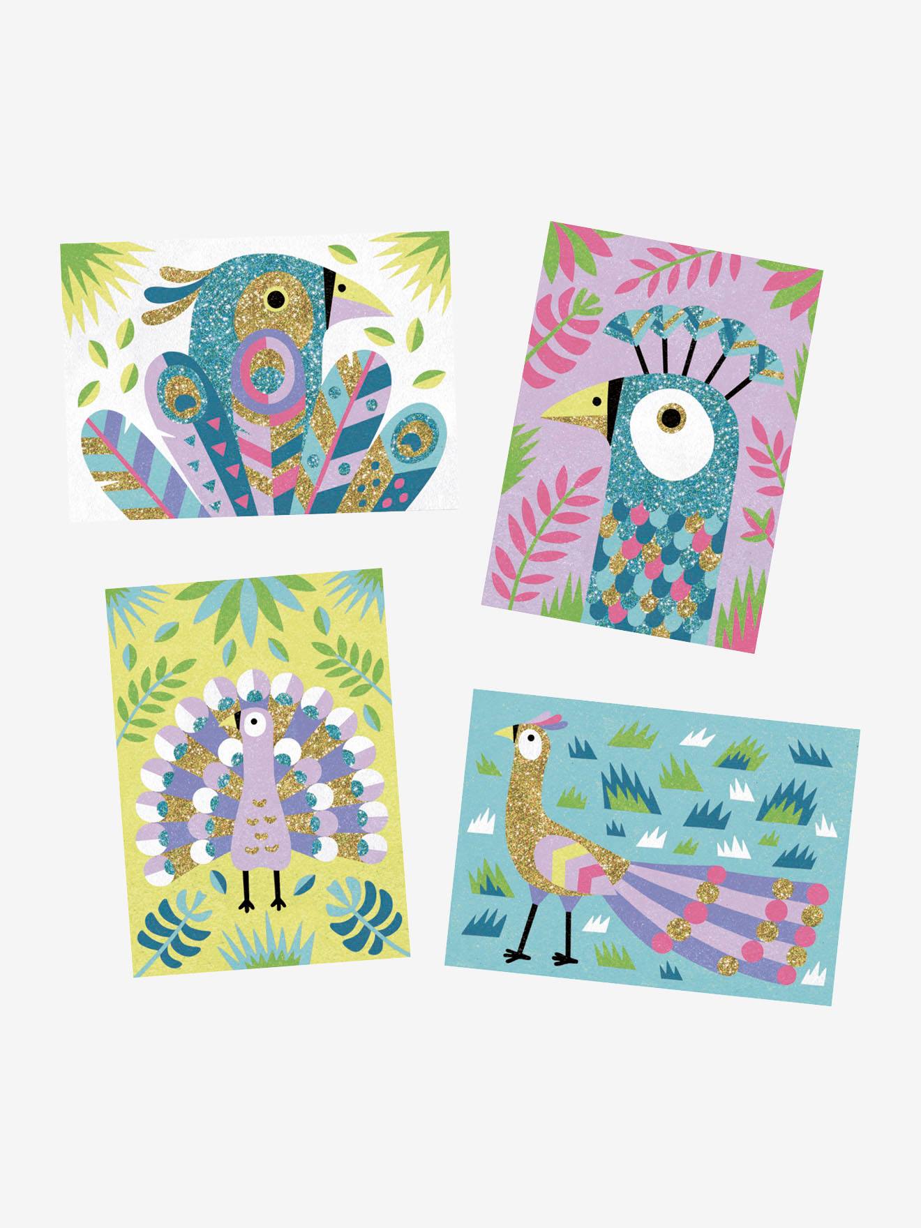 Atelier sables colorés eblouissants oiseaux multicolore