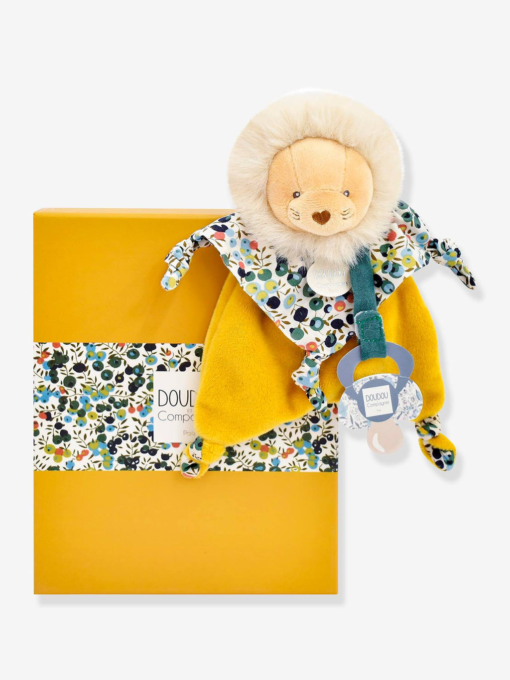 Attache-sucette lion jaune