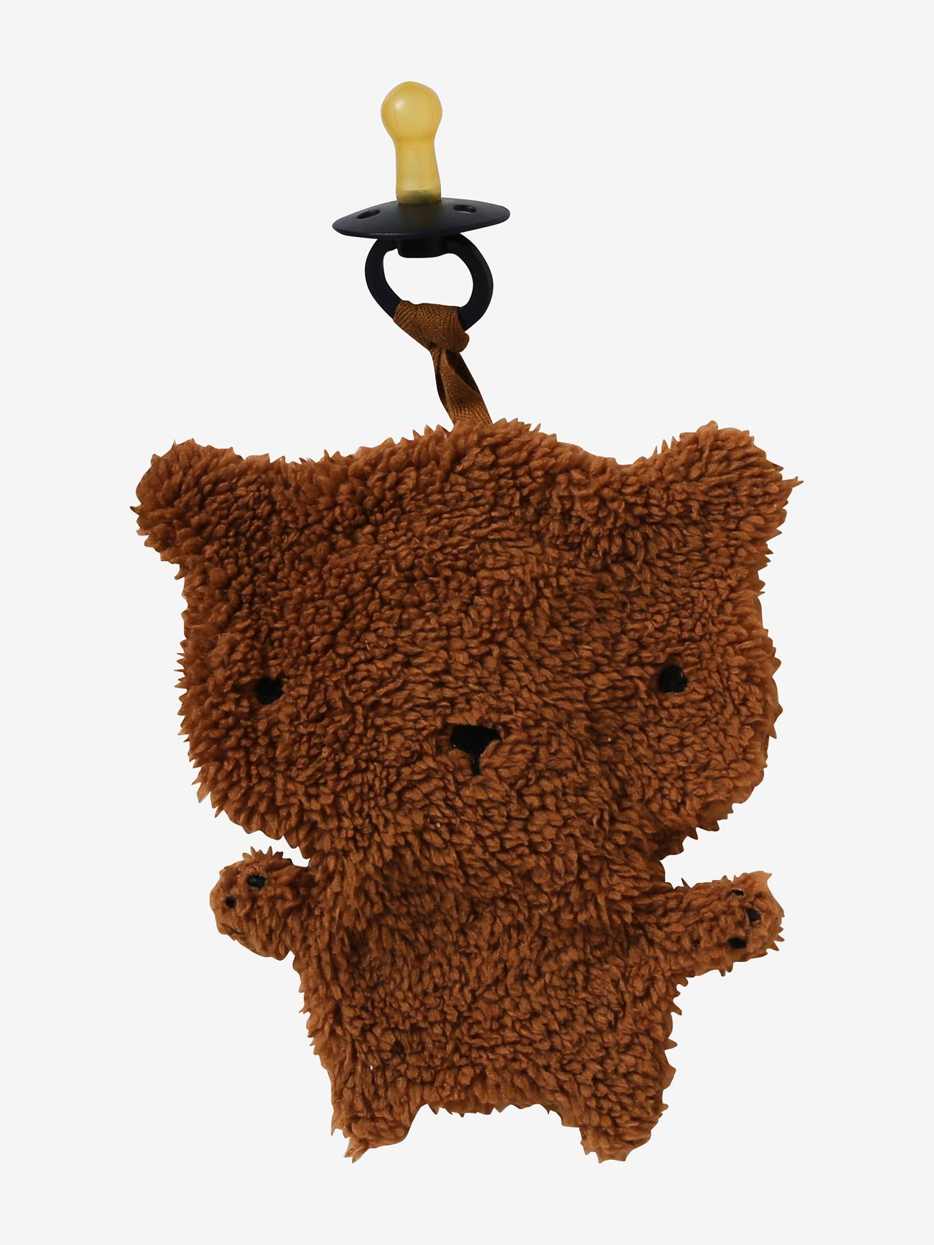 Attaché-tétine doudou en sherpa noix de pécan