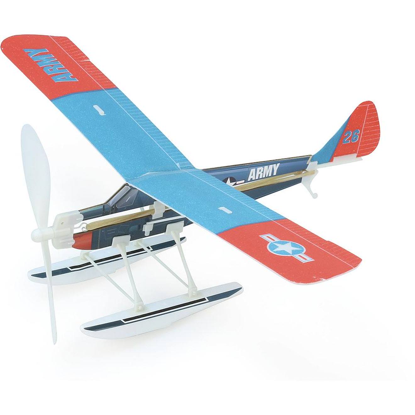 Avion à élastique bleu bleu