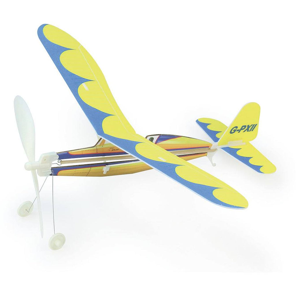 Avion à élastique jaune jaune