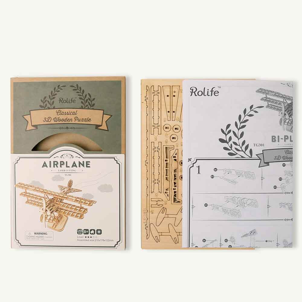 Avion Biplan en Bois à Monter - Maquette Bois CadoMaestro