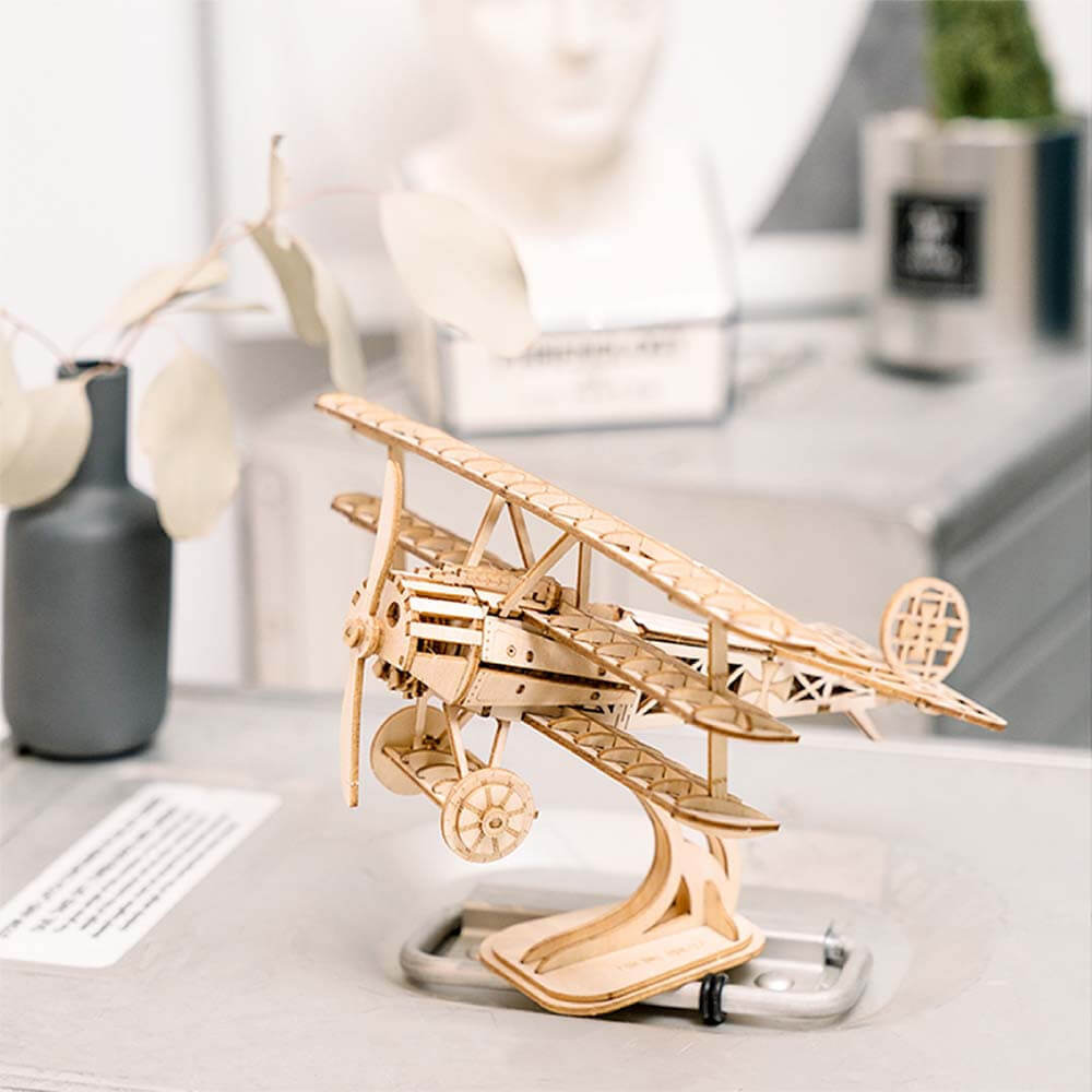 Avion Biplan en Bois à Monter - Maquette Bois