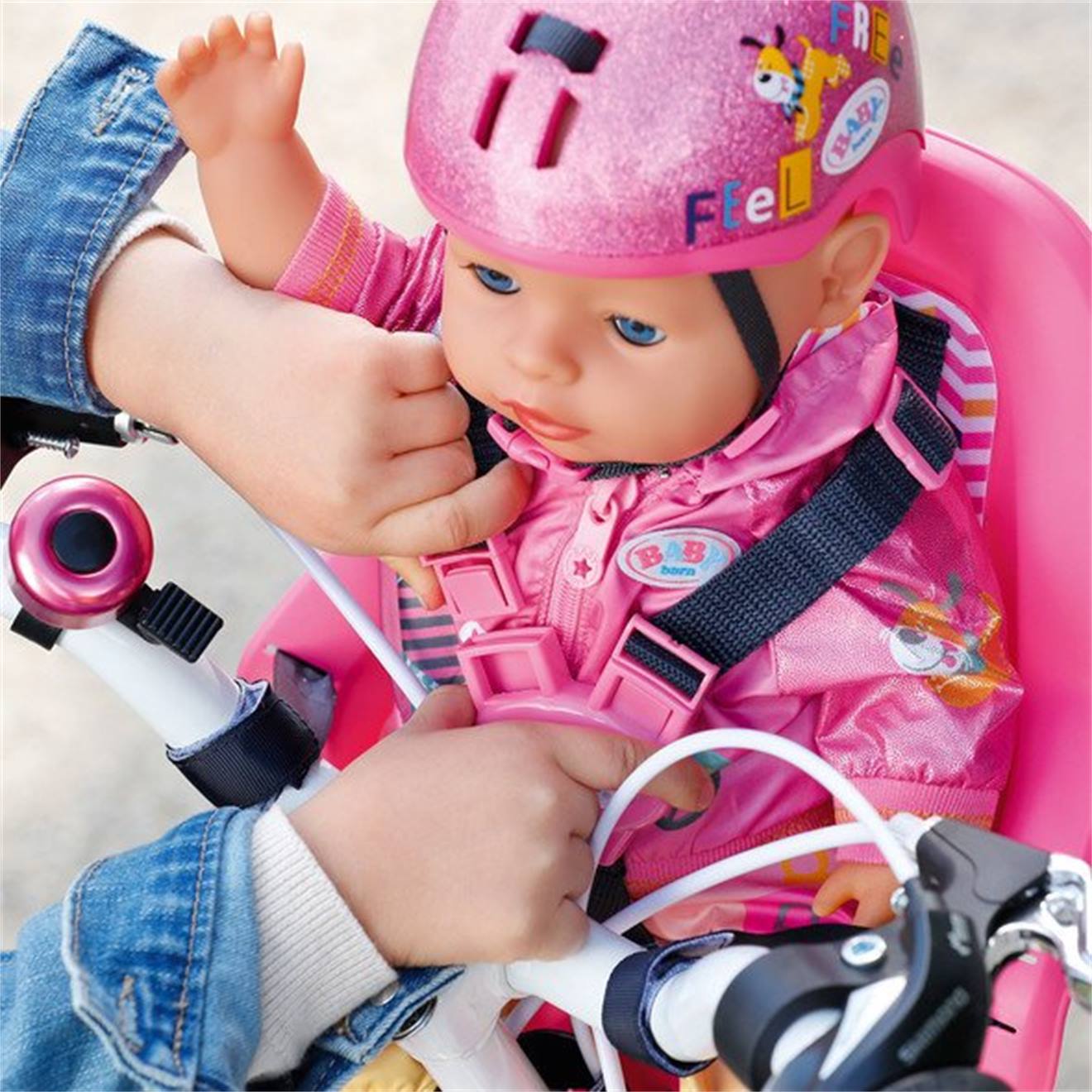 Baby born siège vélo pour poupée rose