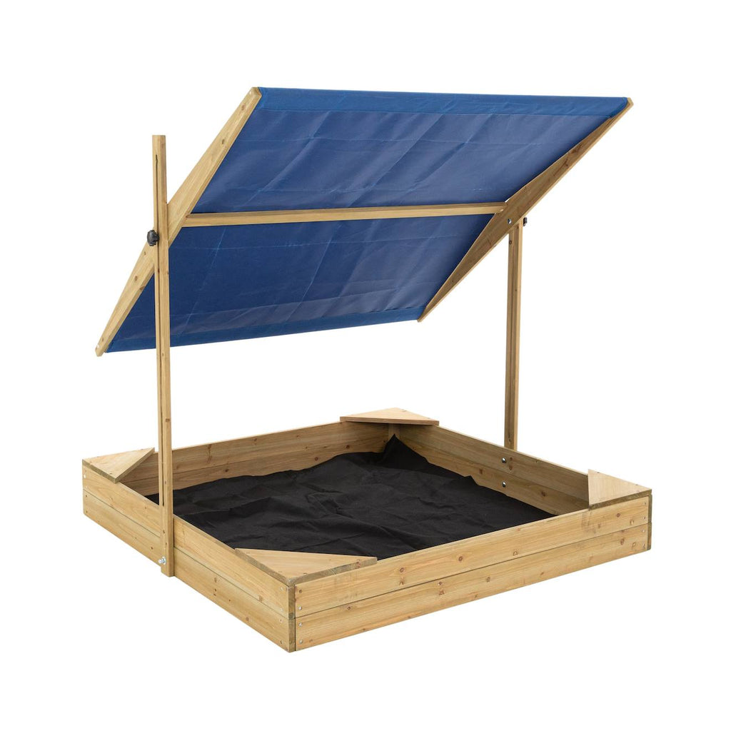 Bac à sable avec auvent bois FSC marron - bleu