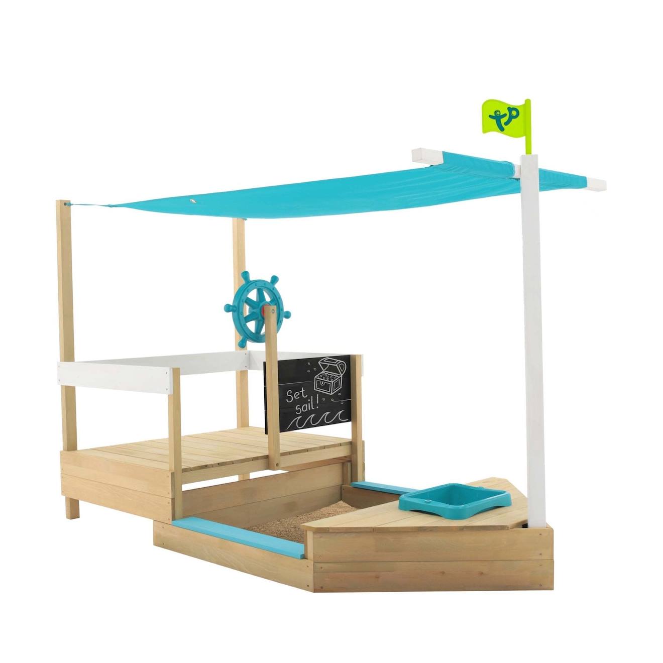 Bac à sable bateau pirate ahoy bois FSC marron - bleu