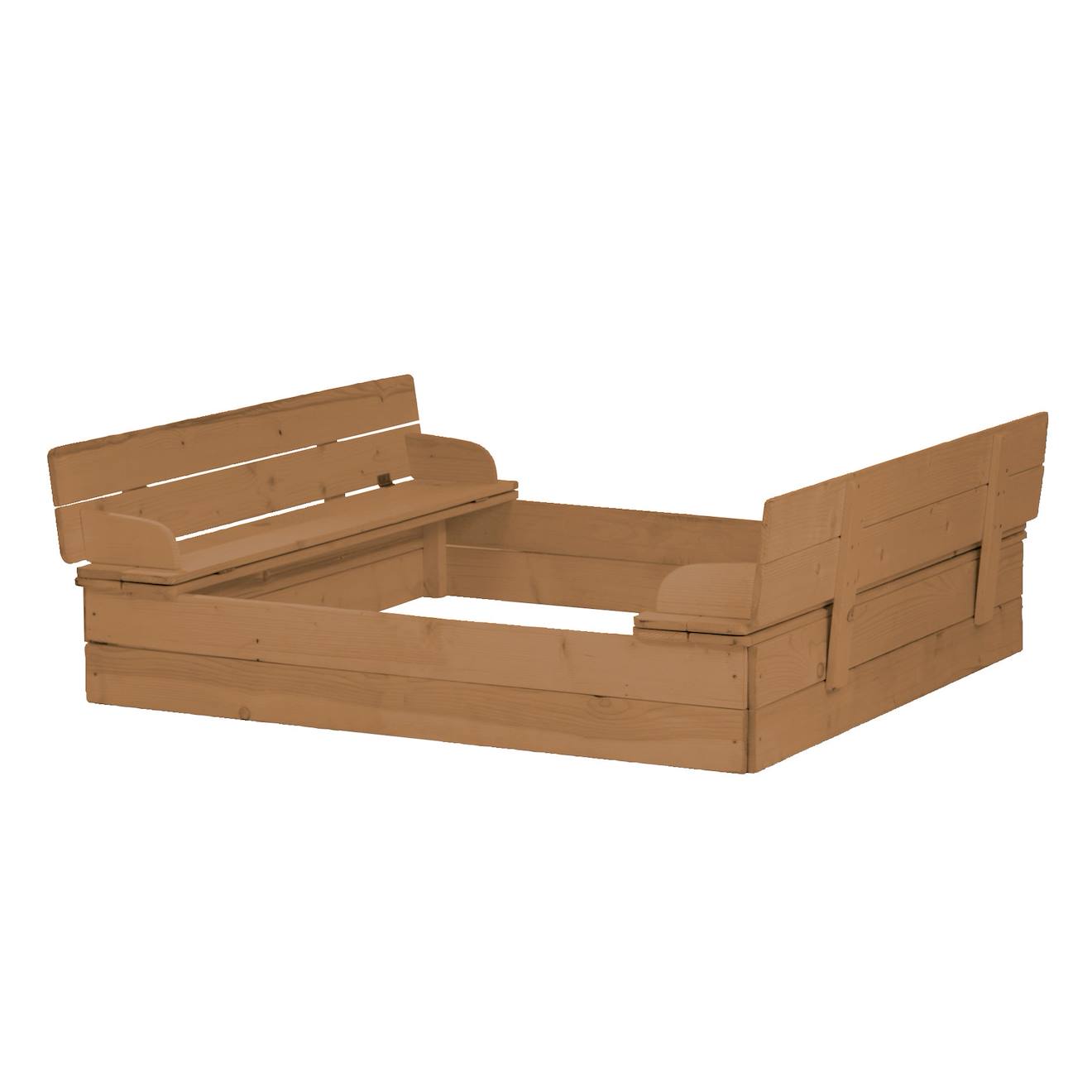 Bac à sable en bois massif avec couvercle convertible en 2 bancs teck