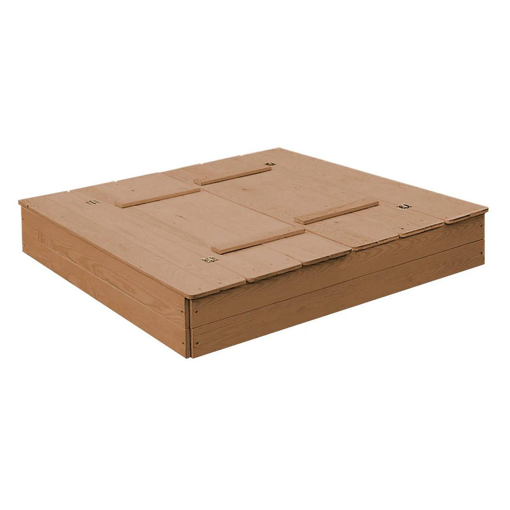 Bac à sable en bois massif avec couvercle convertible en 2 bancs teck