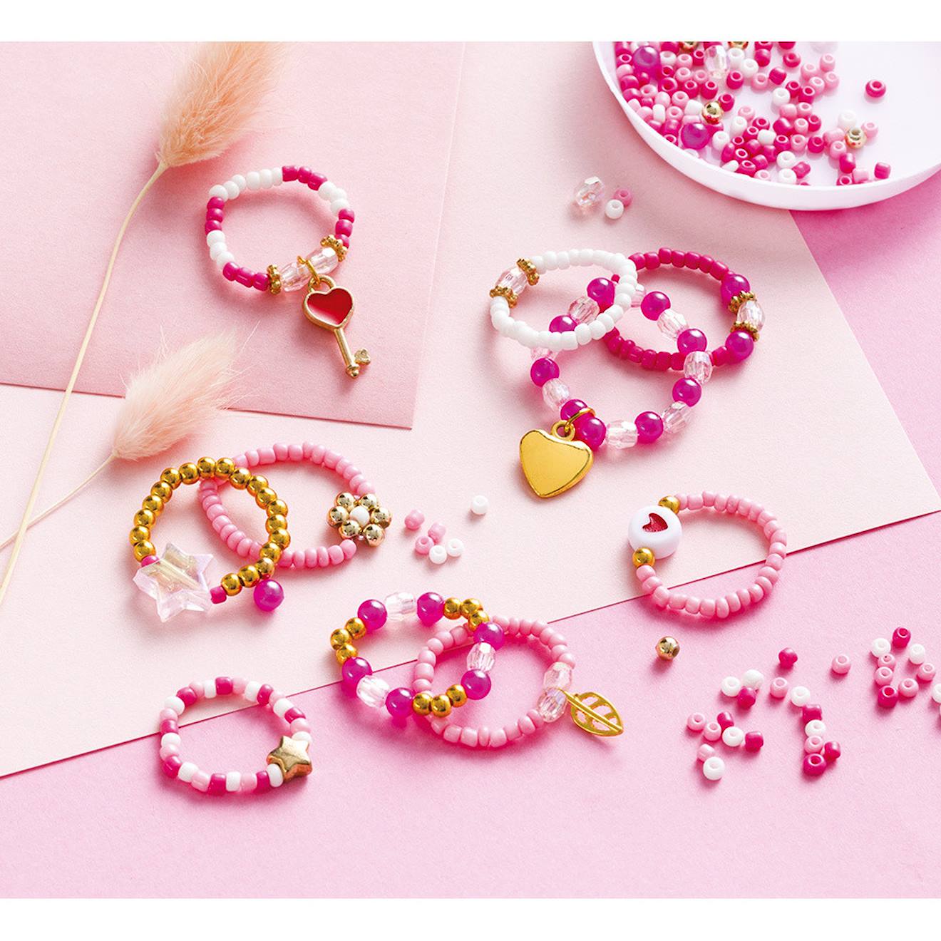 Bagues en perles à créer - lovely rose