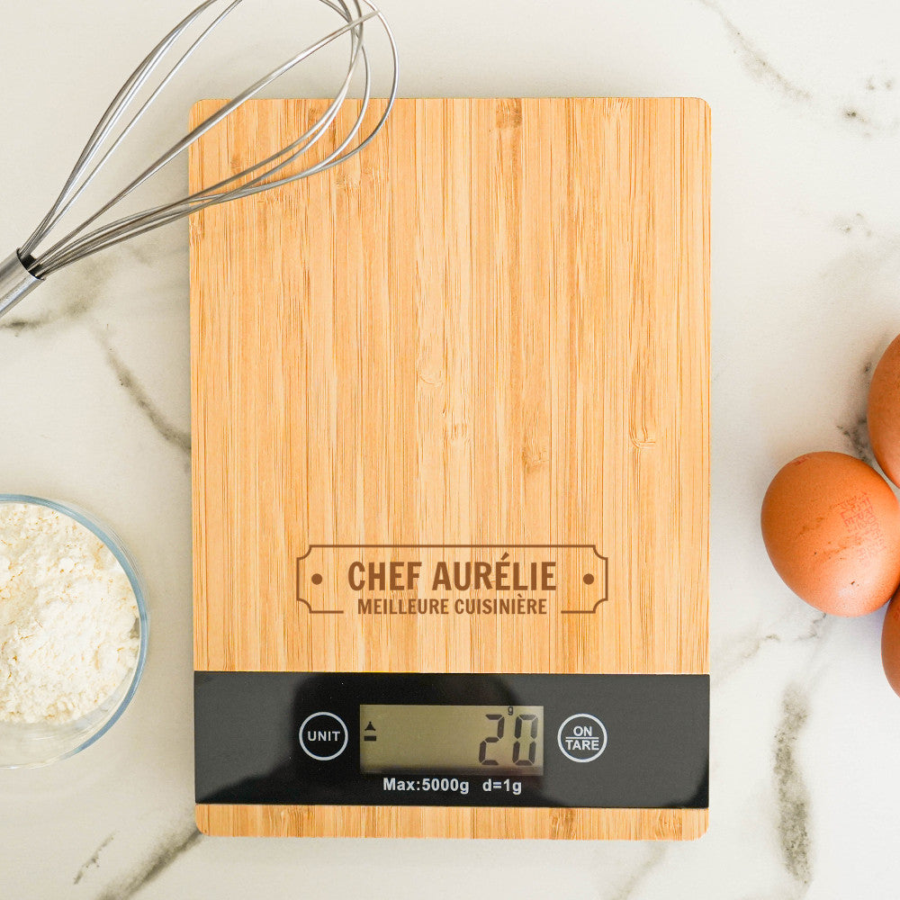 Balance de Cuisine et Planche à Découper Prénom à Personnaliser - Planche à Découper Personnalisée