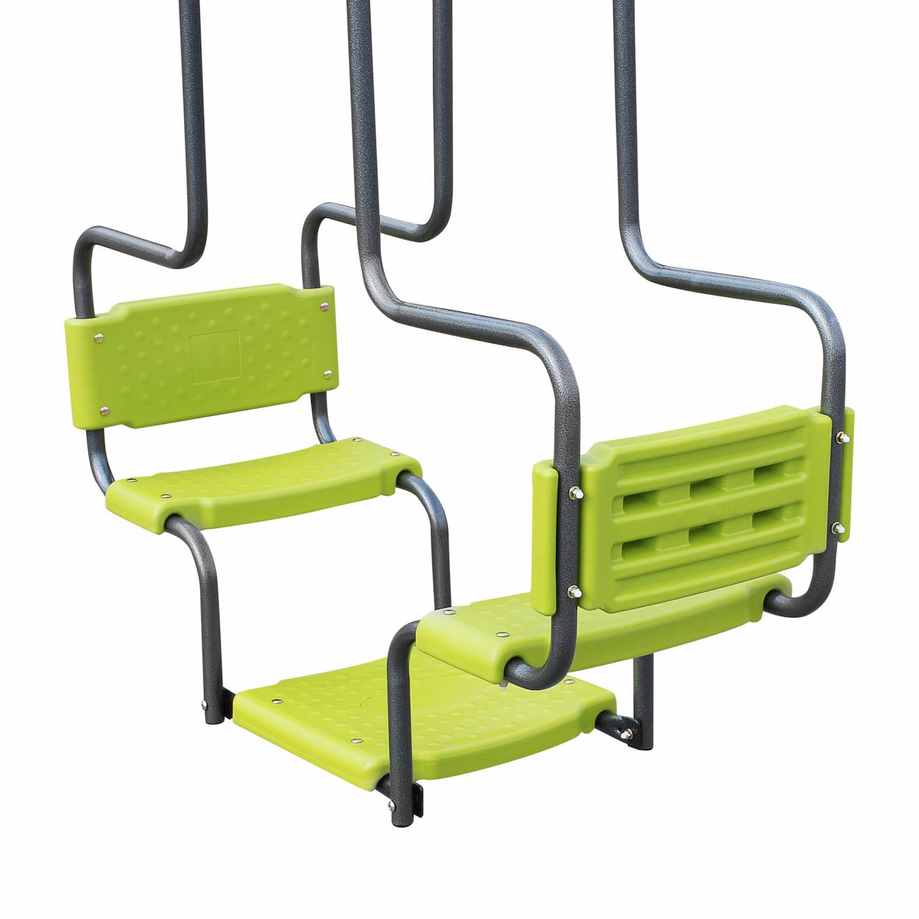 Balançoire 4 agrès meltemi, portique 6 places, station de jeux extérieure, balançoire enfants vert