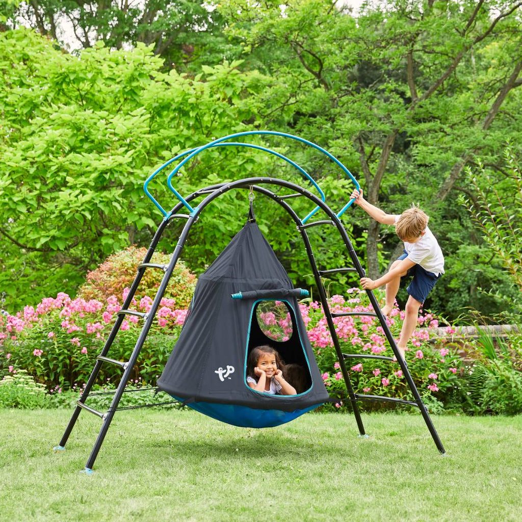 Balançoire tente avec structure ovni métal h201cm bleu - noir