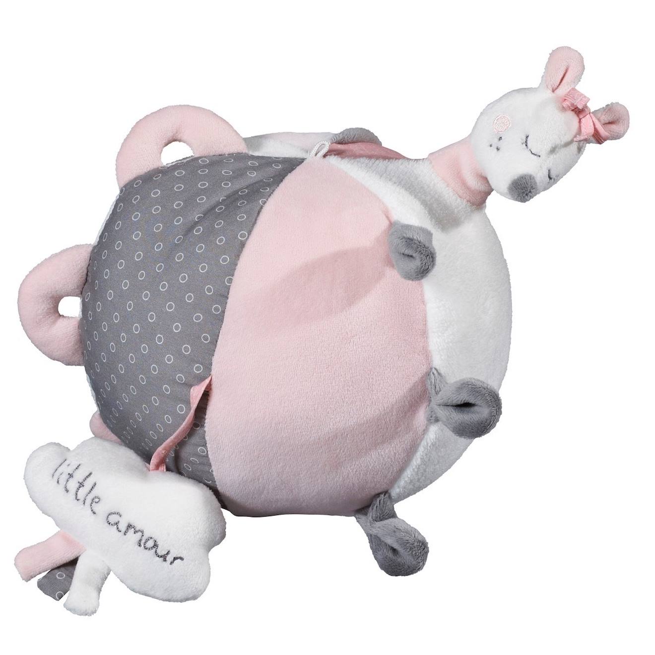 Balle d'activité bébé en velours - lilibelle rose