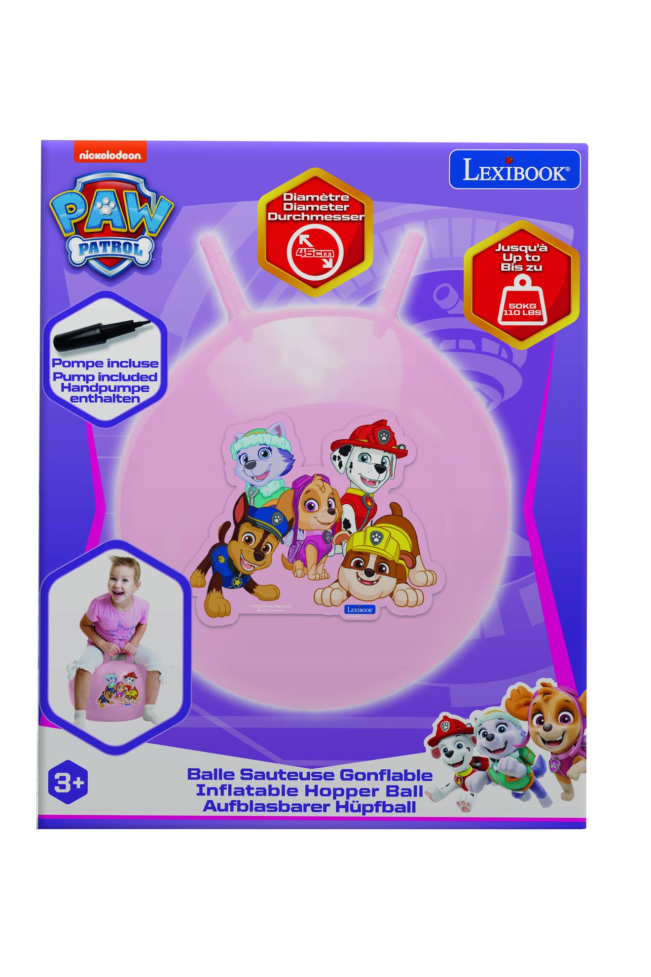 Balle sauteuse gonflable Pat' Patrouille rose