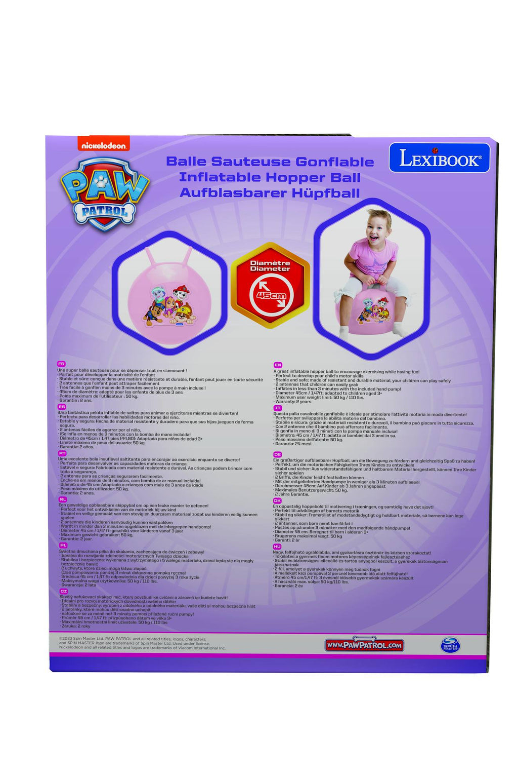 Balle sauteuse gonflable Pat' Patrouille rose