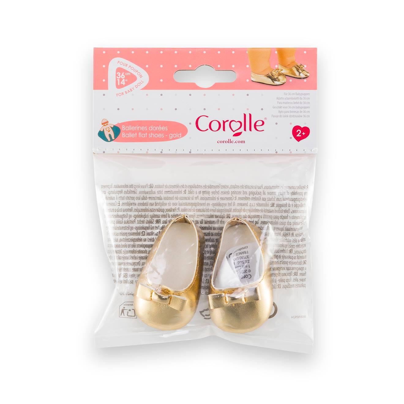 Ballerines dorées pour poupon 36 cm multicolore