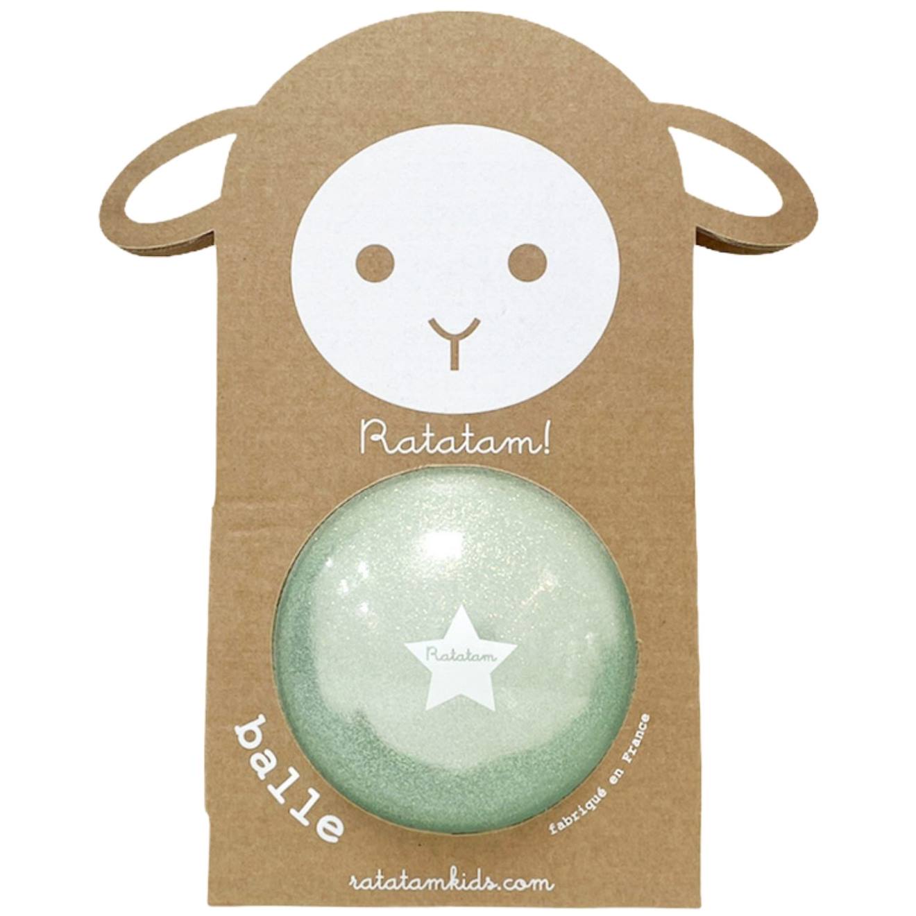 Ballon paillettes or (10 cm) vert d'eau, blanc