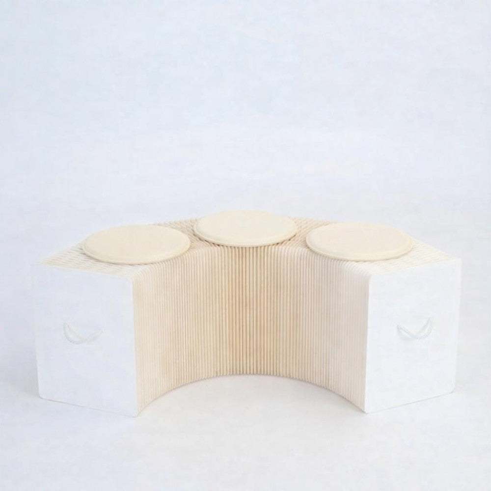 Banc en Kraft Pliable 150 cm Blanc - Poufs et Tabourets Originaux