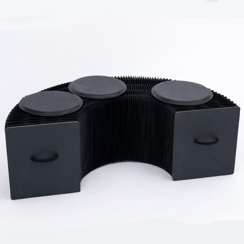 Banc en Kraft Pliable 150 cm Noir - Poufs et Tabourets Originaux