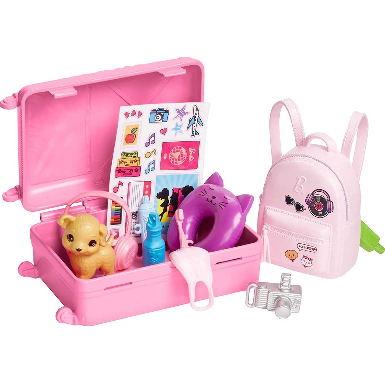 Barbie coffret poupée malibu en voyage avec chiot multicolore