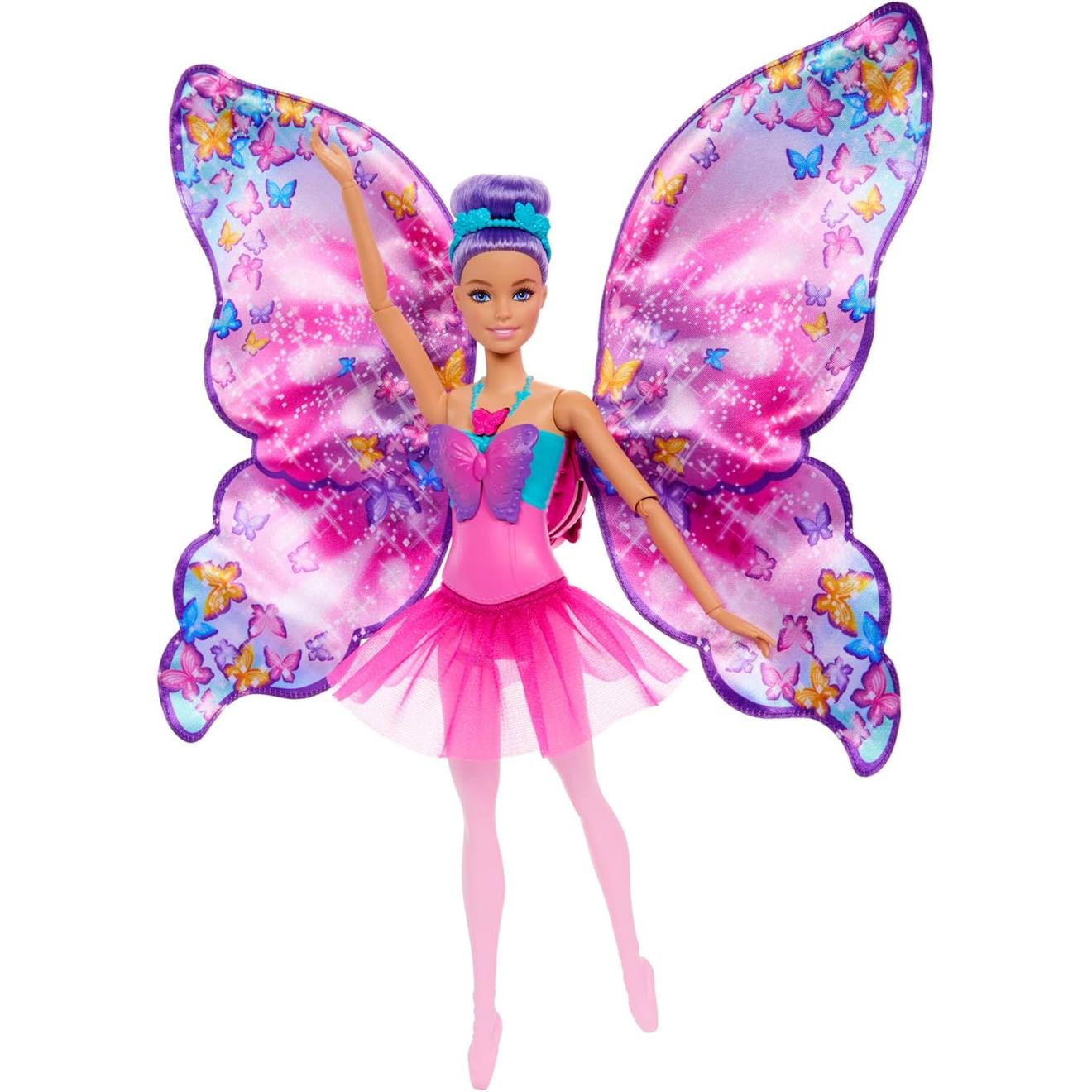Barbie danseuse à papillon - poupée transformation 2 en 1 rose