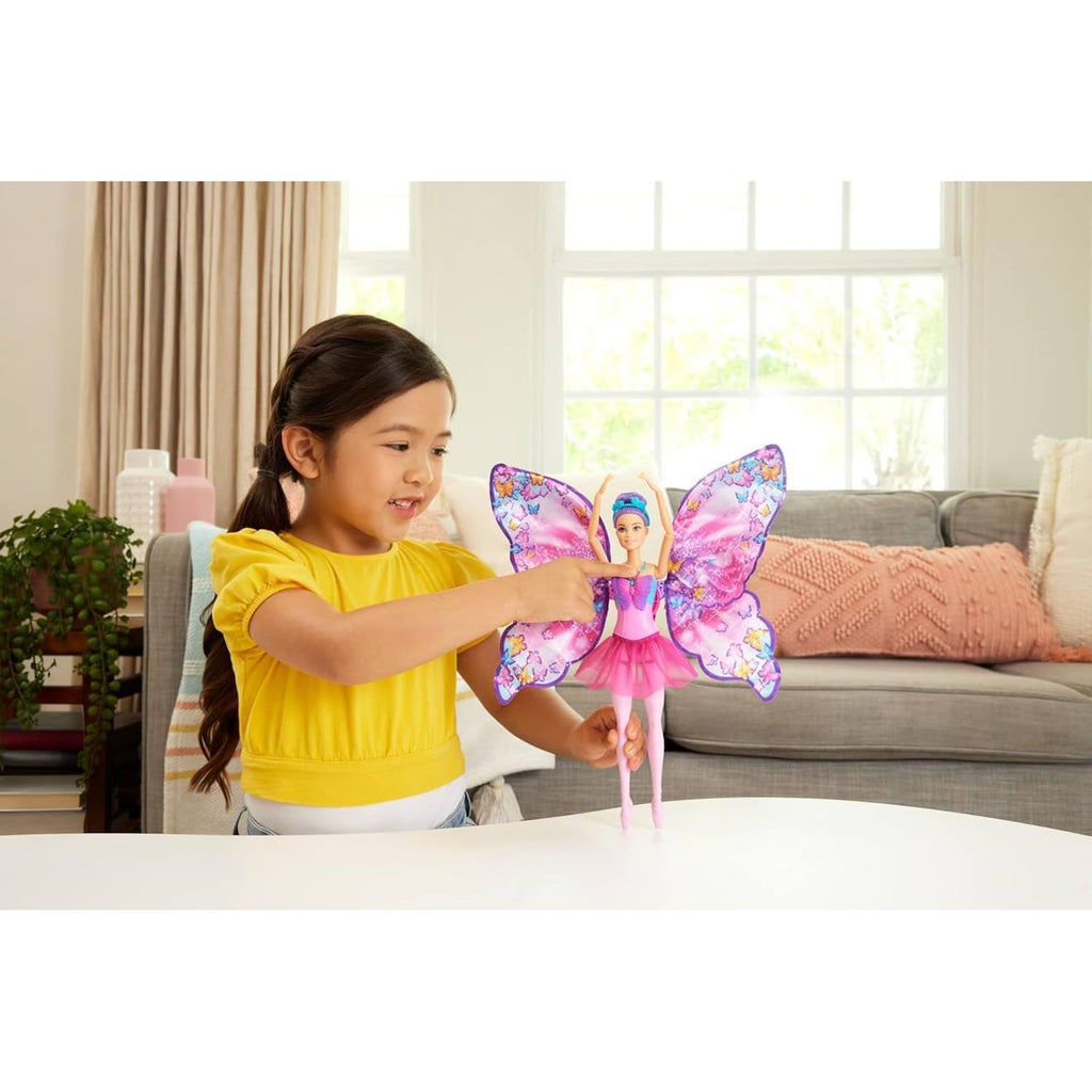 Barbie danseuse à papillon - poupée transformation 2 en 1 rose