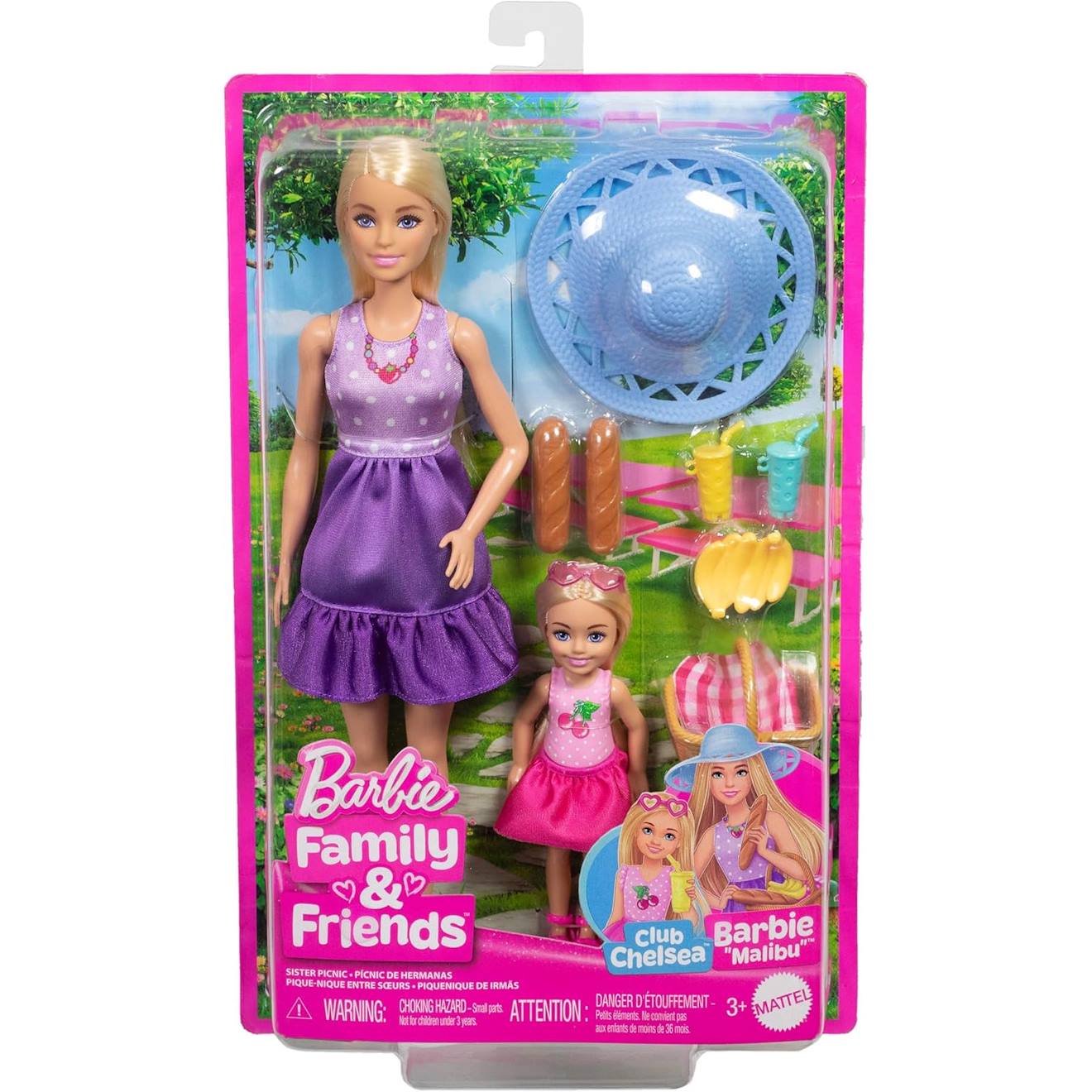 Barbie - poupée malibu et chelsea en pique-nique multicolore