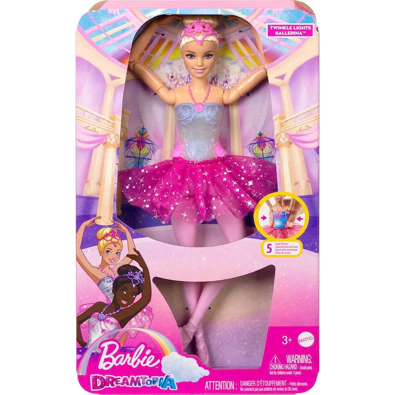Barbie poupée mannequin dreamtopia ballerine lumières scintillantes rose