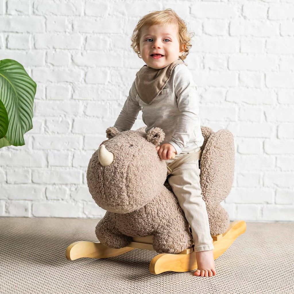 Bascule teddy le rhinocéros taupe marron