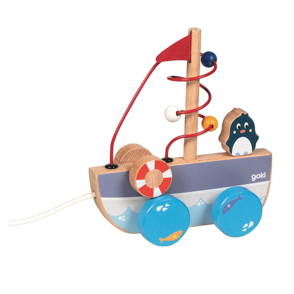Bateau à tirer avec circuit de motricité bleu