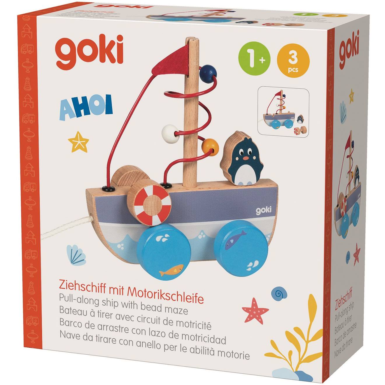 Bateau à tirer avec circuit de motricité bleu