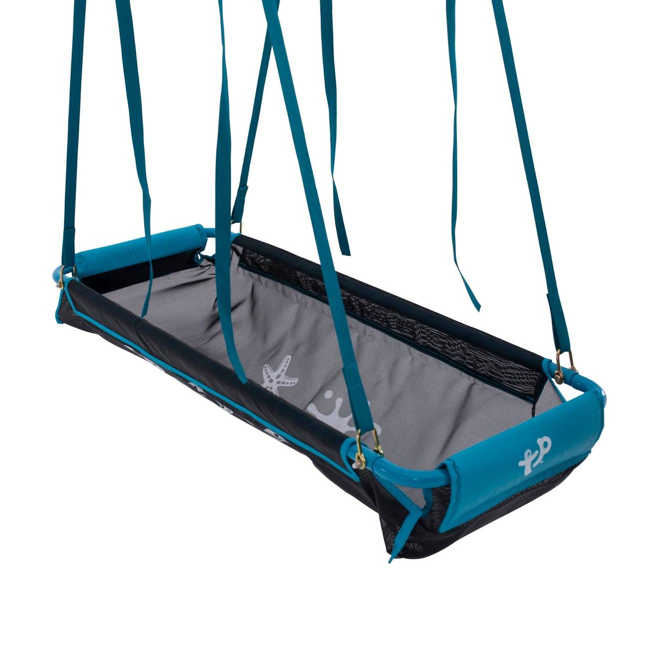 Bateau pirate avec collier pour portique bois rond métal d10cm bleu - noir