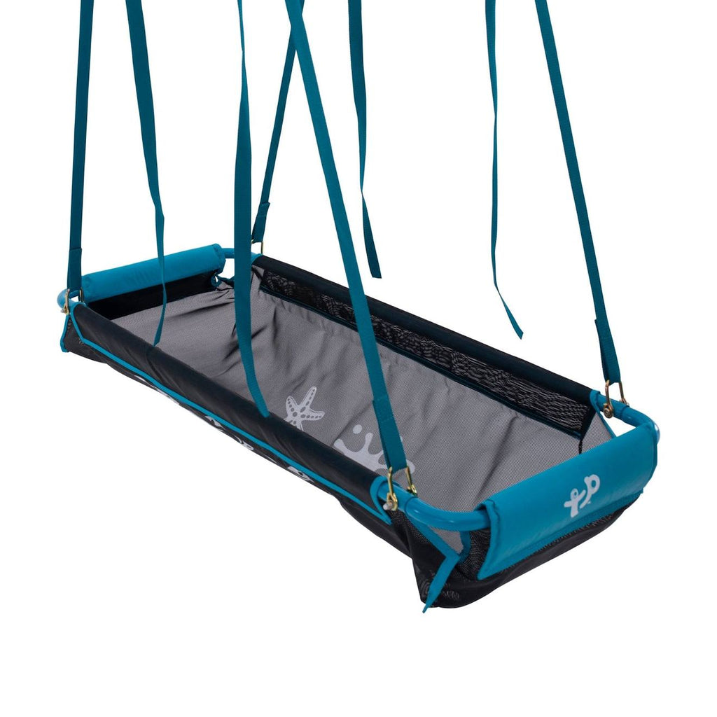 Bateau pirate avec collier pour portique bois rond métal d10cm bleu - noir