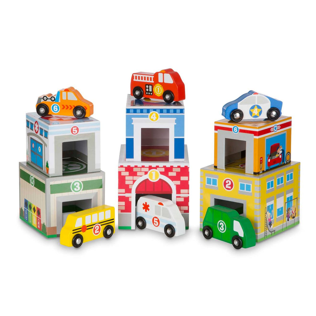 Bâtiments et véhicules à trier et empiler rouge