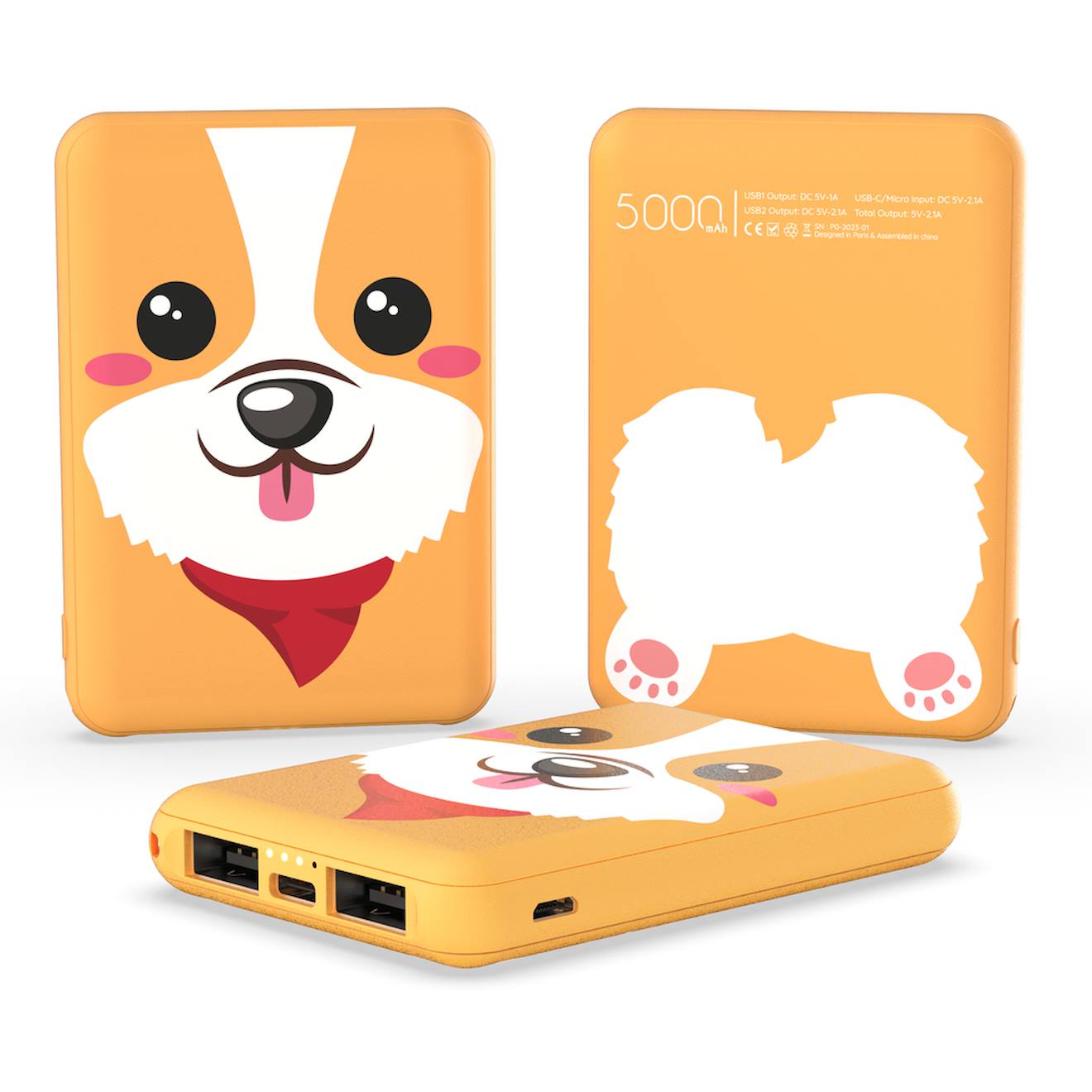 Batterie externe power animal corgi multicolore