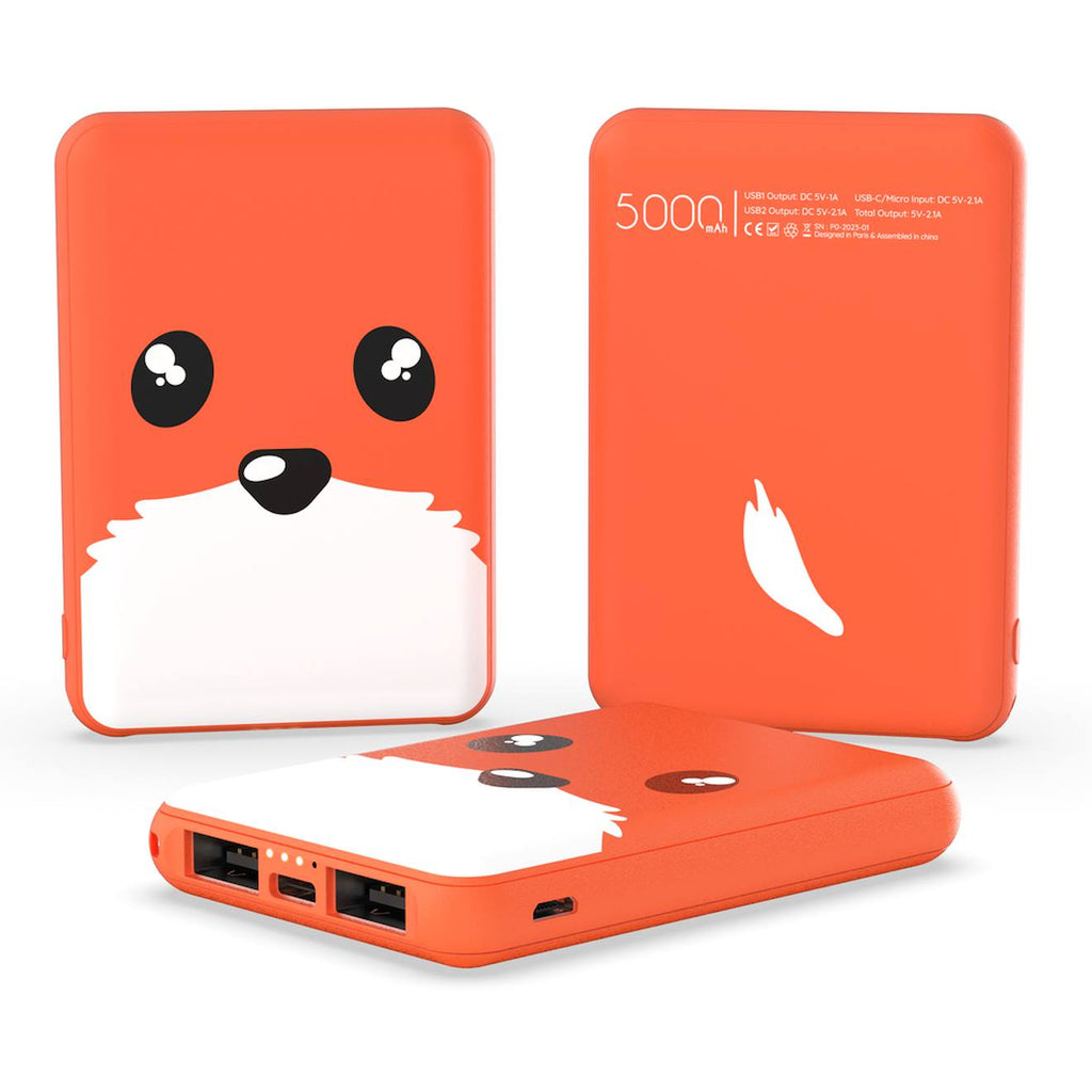 Batterie externe power animal renard multicolore