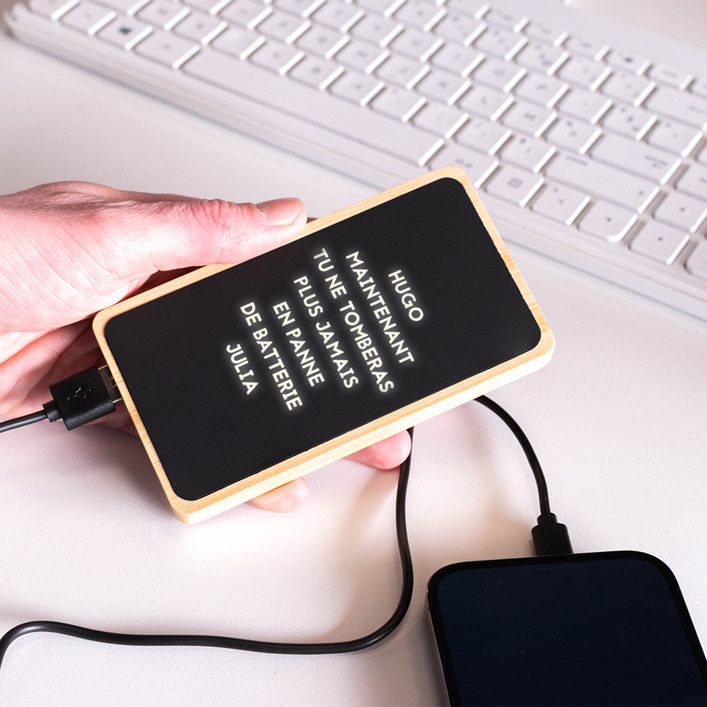 Batterie Lumineuse Message à Personnaliser - Chargeur Personnalisé CadoMaestro