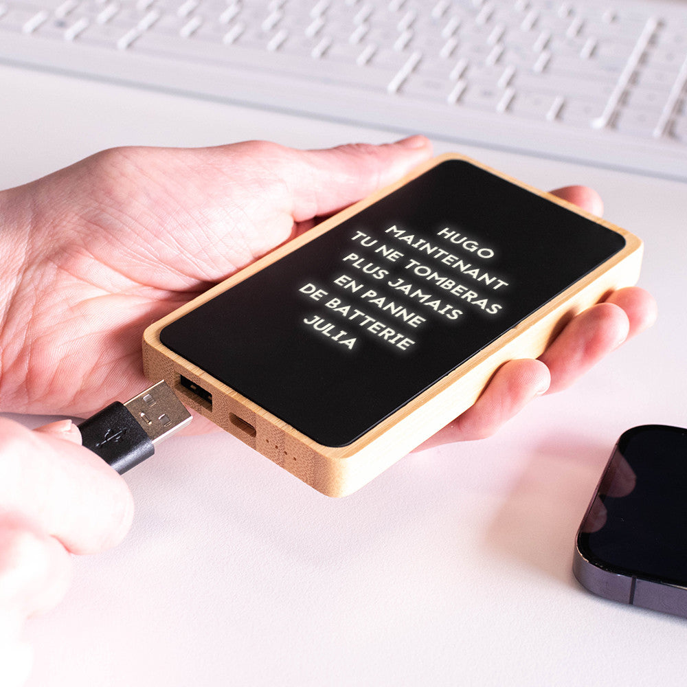 Batterie Lumineuse Message à Personnaliser - Chargeur Personnalisé